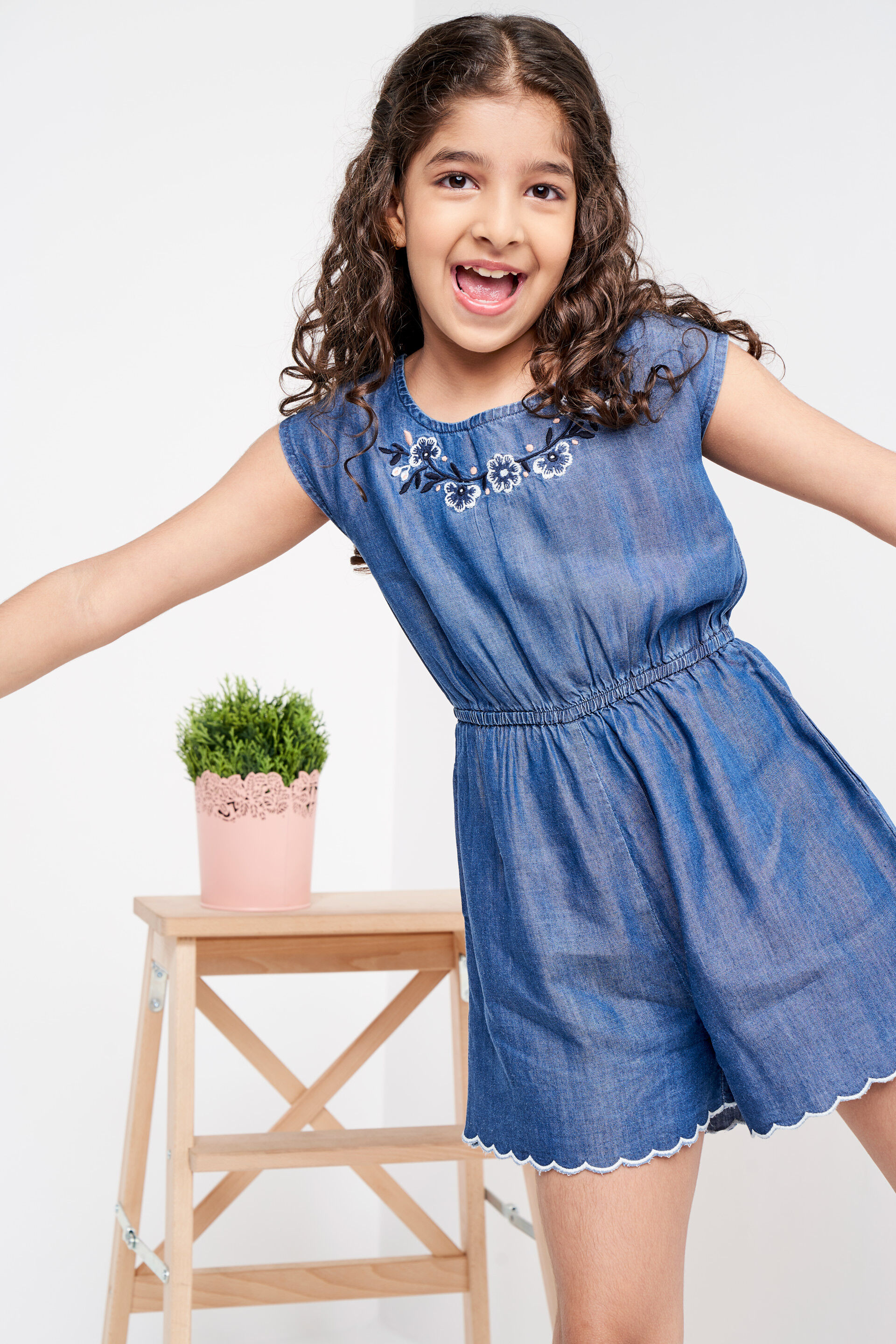 Blue Embroidered Solid Jumpsuit, Blue, image 2